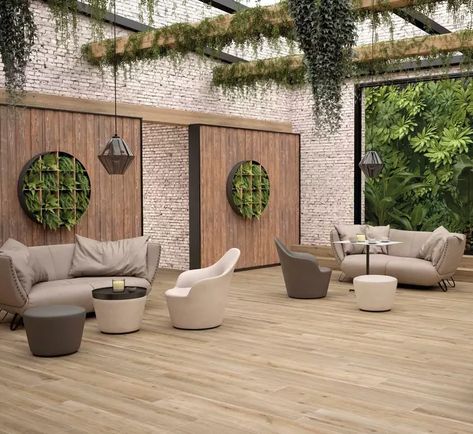 Outdoor Wood Tiles, Wood Plank Tile, Plank Tiles, Beige Tile, Patio Tiles, Patio Flooring, Wood Look Tile, House Tiles, Outdoor Tiles