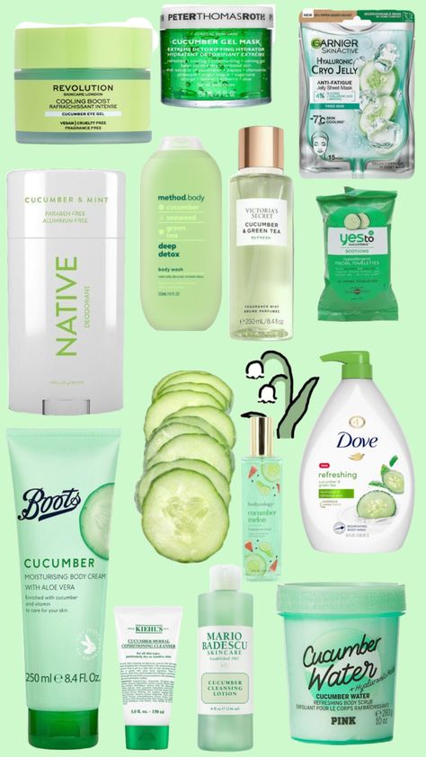 Cucumber Scent Combo, Cucumber Shower Routine, Cucumber Scented Shower Routine, How To Smell Like Cucumber, Smell Like Cucumber, Cucumber Perfume, Cucumber Skin Care, Cucumber Skincare, Cucumber Smell