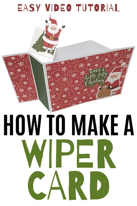 Easy step by step video to make a wiper card. Follow the tutorial to make this fun wiper pop up card this holiday season Easy Pop Up Christmas Cards, Pop Up Christmas Cards Diy Tutorials, Wiper Cards Ideas, Stampin Up Pop Up Cards, Quick And Easy Cards, Wiper Card Tutorial, Cute Pop Up Cards, Pop Up Christmas Cards Diy Templates, Pop Up Card Tutorial