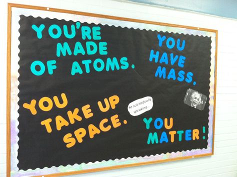 Middle School Science: My bulletin board last year. Now to come up with this year's..... Science Classroom Door, Science Bulletin Boards, Middle School Science Classroom, Science Room, Science Classroom Decorations, Science Boards, Chemistry Classroom, 7th Grade Science, Teaching Chemistry