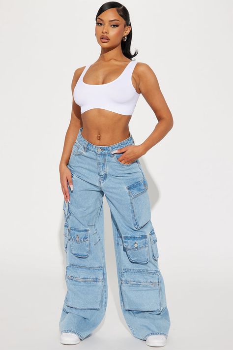 Purchase Lily High Rise Cargo Jeans - Light Wash Lily High Rise Cargo Jeans, High Rise Cargo Jeans, Free Dresses, Swimming Outfit, Jeans Fashion, Fashion Nova Jeans, Jeans Light, Cargo Jeans, Personal Marketing