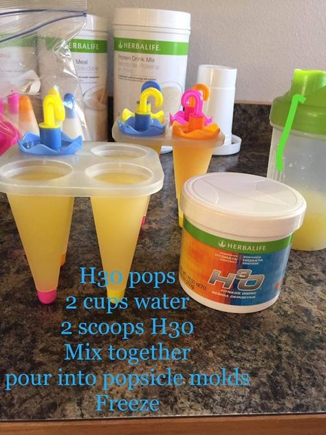 Herbalife Tea Recipes With H3o, Herbalife H3o Recipes, Herbalife Popsicles, H3o Herbalife, Herbalife Shop Ideas, Nutrition Shop Ideas, Herbalife Snack Ideas, Herbalife Snacks, Herbalife Shop