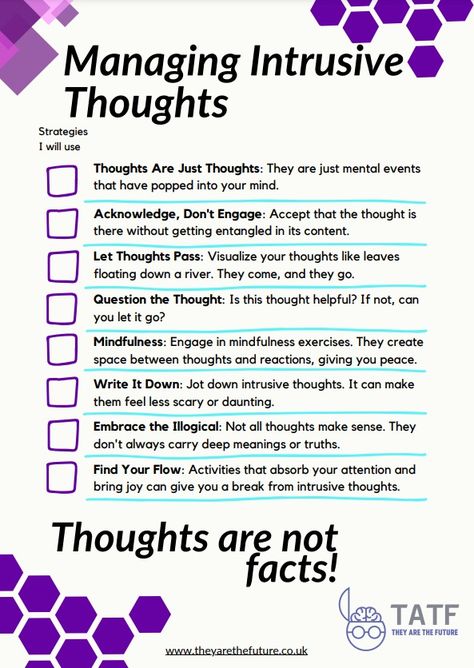 Intrusive Thoughts Worksheet PDF Printable and Guide - They Are The Future Thought Stopping Worksheet, Inner Critic Worksheet, Intrusive Thinking Help, Intrusive Thinking, Intrusive Thoughts, Ocd Therapy, Counselling Tools, Cbt Therapy, Cognitive Therapy