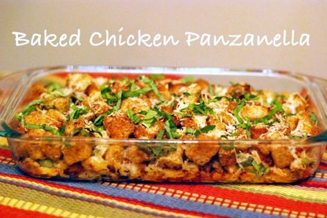 Baked Chicken Panzanella - Aunt Bee's Recipes Chicken Panzanella, Italian Chicken Casserole, Lake Recipes, Italian Bread Salad, Best Chicken Casserole, Italian Casserole, Easy Chicken Casserole Recipes, Chicken Casserole Easy, Italian Chicken Recipes