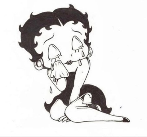 Betty Boo Drawing, Betty Boop Smile Now Cry Later, Betty Boop Chicano Art, Betty Boop Clipart, Betty Boop Art Vintage, Betty Boop Outline, Betty Boop Tattoo Vintage, Betty Boop Sketch, Black And White Betty Boop