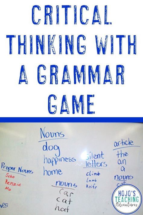 Critical Thinking Grammar Game That's FUN! - HoJo's Teaching Critical Thinking Activities High School, Possessive Nouns, Grammar Games, High School Writing, Critical Thinking Activities, High School Activities, Grammar Skills, Word Work Activities, Teacher Lesson Plans