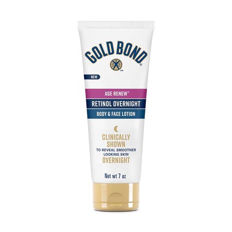 Gold Bond Age Renew Retinol Overnight Body & Face Lotion, With Retinol & Peptide Complex. Gold Bond Age Renew Retinol Overnight lotion is for everyday use on body and face  #affiliatelink Skin Collagen, Anti Aging Ingredients, Gold Bond, Face Lotion, Skin Care Moisturizer, Body Moisturizer, Hydrate Skin, Cocoa Butter, Retinol