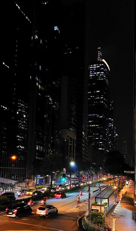 Ayala Ave. at night Mandaluyong City Night, Makati City At Night, Antipolo, Makati City, Night Driving, Night City, Makati, Cebu, Sky Aesthetic