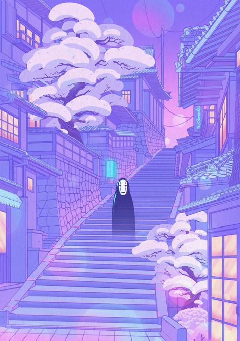 Spirited Away No face Trees, Purple, Twitter