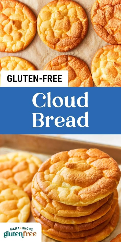 This cloud bread recipe creates the lightest and fluffiest bread with just 3 ingredients. It's also gluten-free, low-carb, and keto-friendly! Easy Cloud Bread Recipe, Mama Knows Gluten Free, Cloud Bread Recipe, Gluten Free Sourdough Starter, Gluten Free Pita, Gluten Free Sourdough Bread, Bookcase Hack, Zero Carb Foods, Gluten Free Stuffing