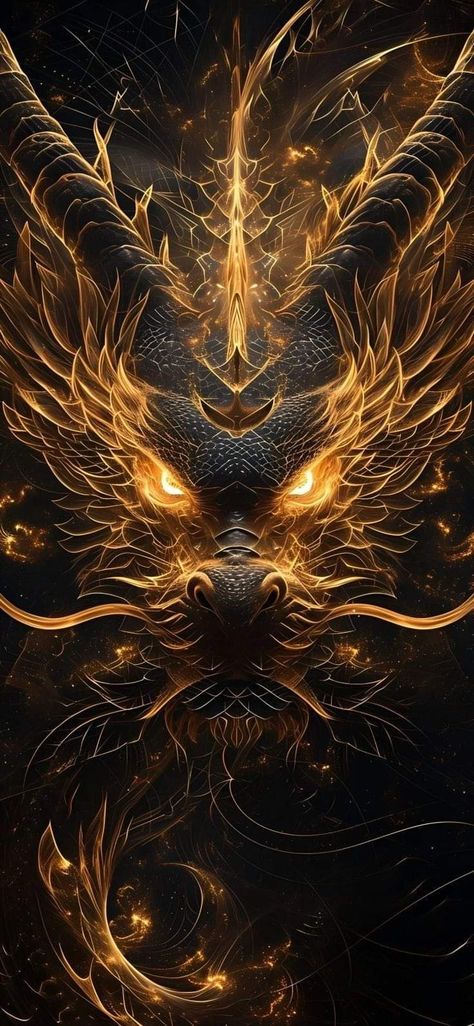 Gold Dragon Wallpaper, Cool Dragon Pictures, Retro Games Wallpaper, Phoenix Images, Yin Yang Tattoos, Glitter Wall Art, Dragon Artwork Fantasy, Spirit Animal Art, Cool Dragons