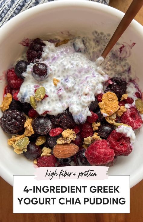 This healthy high protein chia seed pudding is the perfect breakfast for busy mornings. It’s an easy breakfast that’s ideal for on the go breakfast needs. Made as a chia seed pudding with Greek yogurt, it’s both satisfying and nutritious. Plus, it’s great for chia seed pudding meal prep, making it the best option for your weekly routine. Pudding And Greek Yogurt, Flax Seed Pudding, Yogurt Chia Pudding, Protein Chia Seed Pudding, Fiber Breakfast, Breakfast For Busy Mornings, Chia Seed Pudding Recipe, Chia Pudding Recipes Healthy, Best Healthy Breakfast