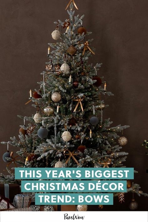 ICYMI, bows are dominating this year’s Christmas tree decor—but they’re not the traditional plaid ones we remember from childhood. Read on for everything you need to know about TikTok’s latest Christmas decor trend. Top Christmas Movies, Tree Bows, Mcgee And Co, Christmas Decor Trends, Light Up Tree, Bows Christmas, Christmas Tree Bows, Festive Cocktails, Brown Color Palette