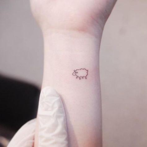 Cute Mini Tattoos, Lamb Tattoo, Sheep Tattoo, Minimalist Tattoo Meaning, Typography Tattoo, Shape Tattoo, Disney Tattoo, Delicate Tattoo, Constellation Tattoos