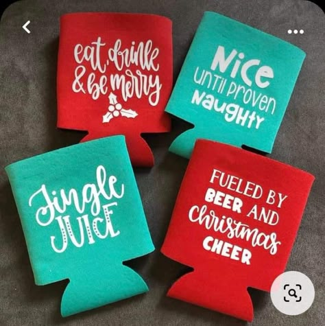 Christmas Koozies, Christmas Koozie, Christmas Venue, Koozie Ideas, Diy Christmas Mugs, Tacky Christmas Party, Koozie Design, Cricut Quotes, Holiday Beer