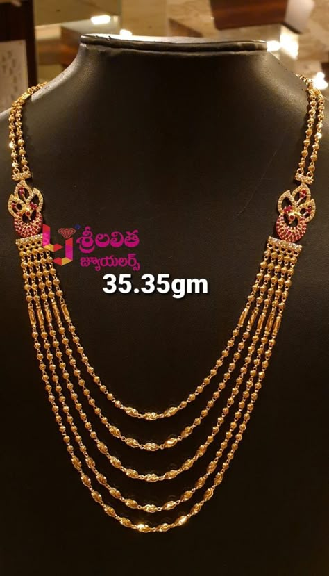 Sri Lalitha Jewellers Anakapalli visit for more collections 9247704907 Steps Chain Gold Indian, Step Chains Designs, Chandraharam Designs, Step Chain, Fashion Jewelry Necklaces Gold, 22k Gold Necklace, Wedding Jewelry Sets Bridal Jewellery, Long Haram, Delicate Gold Jewelry