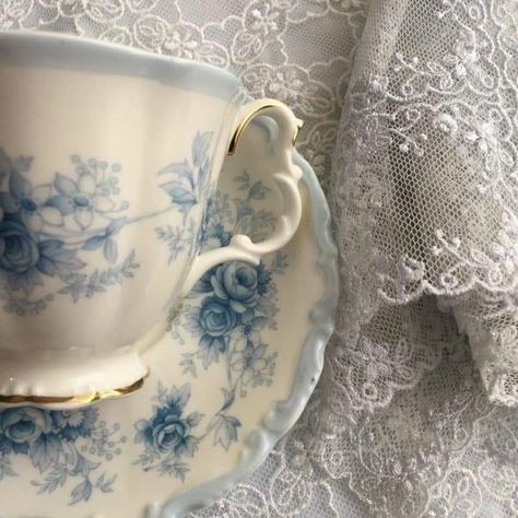 Blue Teacup Aesthetic, Blue Tea Party Aesthetic, Blue Floral Aesthetic, Blue Tea Party, Blue Academia, Blue Cottagecore, Diana Barry, Ashlynn Ella, Ever After High