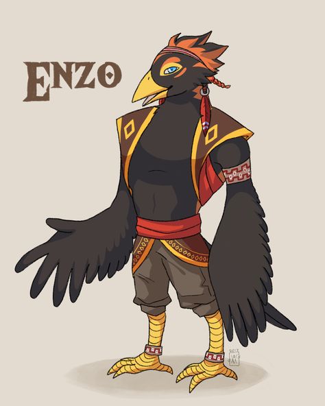 #ART — made a rito oc, loosely based off of a blackbird!... Rito Botw, Rito Oc, Legend Of Zelda Oc, Loz Oc, Zelda Dnd, Botw Oc, Zelda Oc, Cartoon Superhero, His Personality