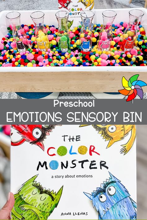 Emotions Sensory Bin, Emotions Preschool Activities, Feelings Activities Preschool, The Color Monster, Feelings Preschool, Color Monster, Emotions Preschool, Monster Book, Feelings Activities