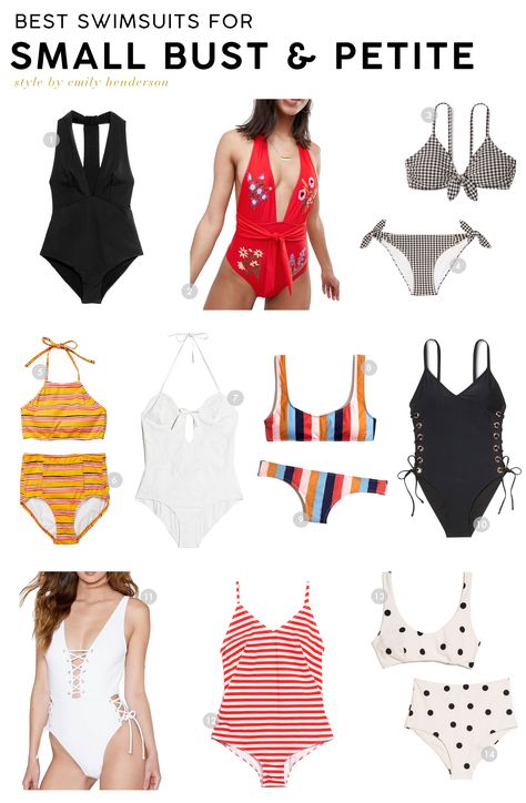 Best Swimsuits for Your Body Type: Small Busts and Petite Women #swimwear #swimsuit #summerstyle Small Chest Outfits, Small Bust Fashion, Edgy Coquette, Swimsuits For Small Bust, Swimsuit For Small Chest, 90s 2000s Aesthetic, Bohemian 70s, Womens Fashion Casual Jeans, Petite Body Types