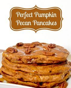 The Perfect Pumpkin Pecan Pancakes - Delicious all year long with the perfect combination of pumpkin and spices! {The Love Nerds} #brunchrecipe #pancakerecipe #pumpkinrecipe Pumpkin Pecan Pancakes Recipe, Pecan Pancakes, Pumpkin Pancake Recipe, Homemade Strawberry Sauce, Pumpkin Pecan Pie, Homemade Snickers, Pancake Recipes, Pumpkin Pancakes, Easy No Bake Desserts