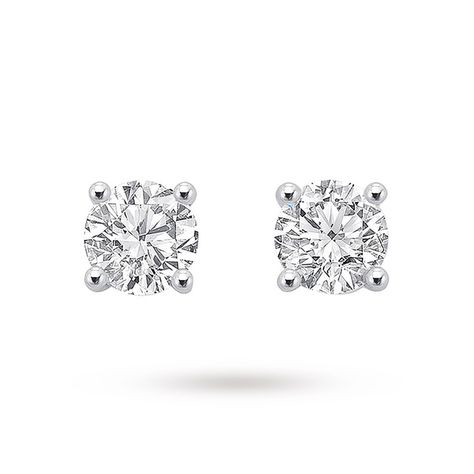 18ct White Gold 1.00ct Diamond Stud Earring | Earrings | Jewellery | Goldsmiths Rose Gold Jewelry Set, White Gold Drop Earrings, Wedding Idea, Round Stud Earrings, White Gold Earrings, Diamond Stud Earrings, Solid Gold Jewelry, Rose Gold Jewelry, Yellow Gold Earring