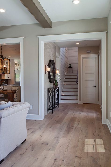 Sherwin Williams Accessible Beige White Oak with Hardwood Floor Sherwin Williams Accessible Beige #SherwinWilliamsAccessibleBeige Sherwin Williams Accessible Beige, Contemporary Flooring, Accessible Beige, Flooring Trends, Floor Colors, Beige Walls, Wood Doors Interior, Living Room Flooring, Hard Wood