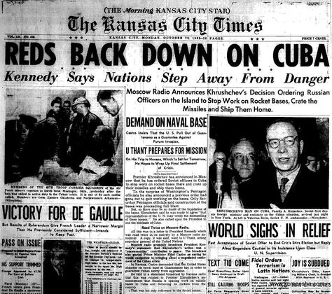 28 October: The USSR announces it will remove missiles from Cuba Russian Bear, Syria Crisis, Newspaper Front Pages, Cuban Missile Crisis, New Tv Series, Media Coverage, Old Newspaper, October 19, Us History