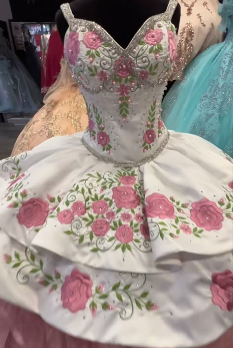 Charro 15 Dresses, Quince Dresses Ranchera, Guatemala Quinceanera Dresses, Pink Ranchero Quince, Charo Dress Quince, Pink Charro Quince Dress, Charo Quinceanera Dresses Pink, Pink Flower Quince Dress, Virgencita Quince Dress