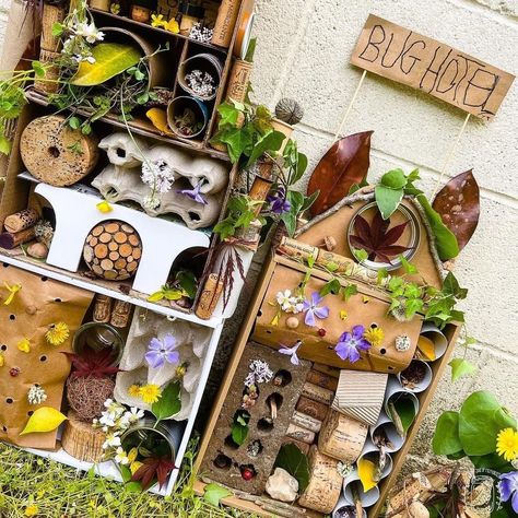 How incredible is this recycled Bug Hotel, creativity has definitely been unleashed here, we love it 🕷️🦋🐞🐛🐝🐜 Posted @withregram • @mason.jar.of.memories 🐛Spring is buzzing with insects, and it's the perfect time to build a Bug Hotel!🐞🐜 🦋Create a warm and safe space for beneficial insects like butterflies, ladybugs, and bees, which helps with flower pollination, food harvest, and pest control in your garden. 🐝🪴 🏨With no right or wrong way to do it, gather recycled and natural materia Bugs Hotel, Jar Of Memories, Build A Bug, Bug House, Childcare Ideas, Interactive Events, Bug Hotel, Right Or Wrong, Early Math