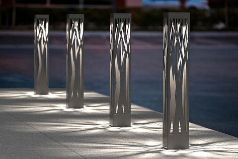 Bollard Lights Park Lamp Street Lights, Garden Lighting Bollards, Concrete Column Design, Bollard Design, Zen Yard, Sidewalk Lighting, Modern Garden Lighting, Cnc Furniture Plans, Outdoor Torches