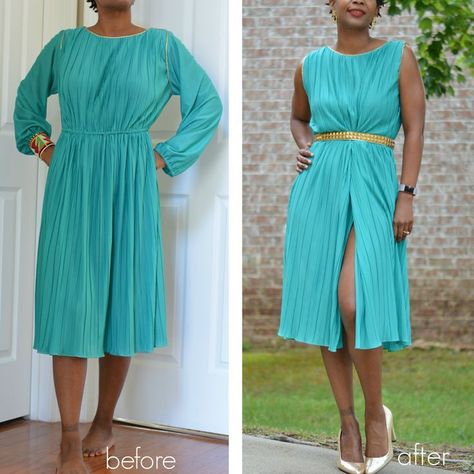 3 Step Beasitfy this Thrift Store Dress Diy Clothes Refashion Upcycling, Dress Makeover, Thrift Store Fashion, Diy Fashion Trends, Vintage Thrift Stores, Thrift Store Outfits, Diy Clothes Refashion, Thrift Store Refashion, Dress Alterations