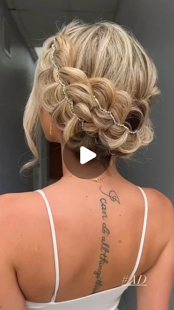 SalonCentric on Instagram: "May your New Year be filled with sparkles ✨✨ ⠀⠀⠀⠀⠀⠀⠀⠀⠀ It Takes a Pro Artist @samirasjewelry “Bridal inspired updo using rhinestone chains 🤍 Products: @sexyhair “Powder Play “ for adding volume , texture , lift and hold. “Spray and Play Harder“ for taming flyaways and hold while maintaining volume. @pinkpewter Never let go comb”.  ⠀⠀⠀⠀⠀⠀⠀⠀⠀ #hairstyles #bridalhair #holidayhair #hairtrends #hairtutorial #hairfashion #hairgoals #hairartist #wakeupandmakeup #hairtutorials #bridalhairstylist #sexyhairpartner #hairideas #weddinghair #naplesflorida #samirasjewelry" Chain Braid, Wedding Braids, Never Let Go, Holiday Hairstyles, Braided Updo, Artistic Hair, Beauty Hair, Makeup Hair, Hair Updos