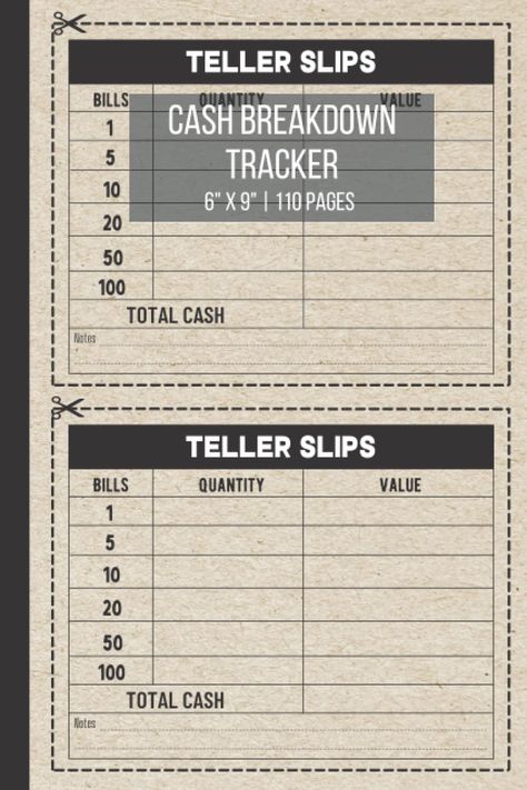 PRICES MAY VARY. If you are looking for the best Cash Breakdown  tracker for yourself or your loved one, Then Keep Reading!   This Cash Breakdown Teller Slips book is a great way to figure out how much cash is needed to complete your cash envelope stuffing or sinking funds stuffing.  It is of great use for Cash Envelope System, Budgeting and Sinking Funds.  It is of great help if you are on a debt free journey!  It is also a great gift and is a great way to show your loved ones that you truly care for them and will make them feel special!   Features of this book (check the back cover and click "Look Inside" for more details): Size: 6” x 9”, the perfect portable size. - Fresh 90 GSM 110-pages. - Each page includes two teller slips. - The back of each slips includes spaces for recording name Envelope Stuffing, Bank Teller, Feelings Book, Cash Envelope System, Finance Bank, Envelope System, Sinking Funds, Cash Envelope, Expense Tracker