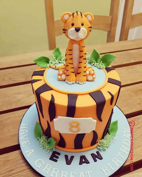 50 Tiger Cake Design (Cake Idea) - October 2019 Tiger Cake Design, Birthday Cake Tiger Theme, Cake With Tiger, Tiger Cakes For Kids, Cute Tiger Cake, Tiger Theme Cake, Tiger Cake Ideas, Tiger Birthday Party Ideas, Tiger Cakes