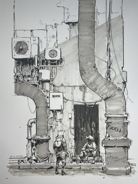 Su Jian, Cyberpunk Building, Architectural Art, Architecture Drawing Art, 3d Modelle, Concept Artist, Arte Inspo, Cyberpunk Art, Climate Control