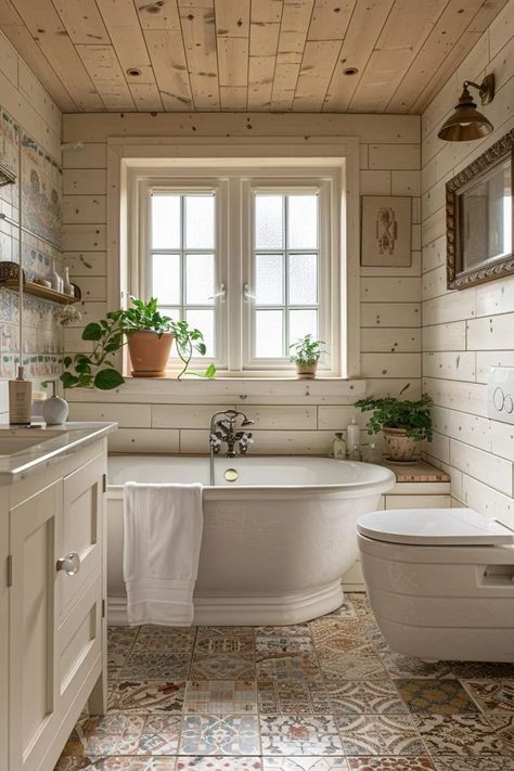 15 Gorgeous Shiplap Bathroom Styles to Impress Your Guests 16 Rooms With Shiplap, Country Style Bathroom Ideas, Bathroom Cottage Style, Small Farmhouse Bathroom Remodel, White Shiplap Bathroom, Cottage Aesthetic Interior, Bathroom Ideas Modern Luxury, Modern Cottage Bathroom, Chalet Bathroom