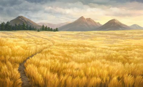 Fantasy Fields, Plains Landscape, Grass Painting, Pixel Art Background, Scenery Background, Location Inspiration, Wheat Fields, Fantasy Places, Animation Background