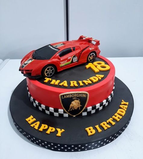 Birthday Cakes For Car Lovers, Ferrari Cakes For Boys, Lamborghini Cakes For Boys, Lamborghini Car Cake, Ferrari Birthday Cake, Red Car Cake, Sports Car Cake, Lamborghini Cake, Car Cakes For Boys