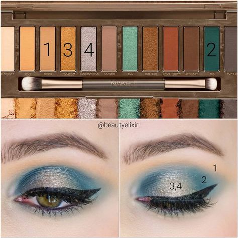 0 Likes, 0 Comments - Sierra (@beautyelixir) on Instagram: “Here's my first look using the @urbandecaycosmetics Naked Wild West palette. This teal color was…” Urban Decay Wild West Palette Tutorial, Naked Wild West Palette Tutorial, Naked Wild West Palette Looks, Urban Decay Wild West Palette Looks, Wild West Palette Looks, Envy Costume, Glow Up Makeup, Teal Eye Makeup, Eye Sparkle