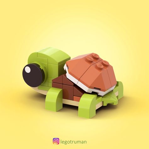 Micro Lego Builds, Lego Turtle, Lego Cute, Lego Fish, Lego Diy Crafts, Lego Hacks, Baby Tortoise, Lego Challenge, Micro Lego