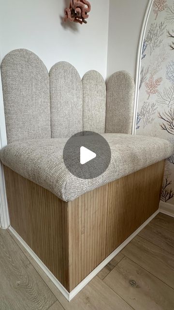 Bench Upholstery Ideas, Stair Bulkhead Ideas Bedroom, Stair Box Ideas, Bulkhead Ideas, Bulkhead Bedroom, Stairs Bulkhead, Diy Banquette Seating, Spare Bedroom Office, Diy Bench Seat