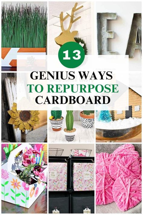 How to repurpose cardboard instead of tossing it out. Make home decor by upcycling cardboard boxes. Cardboard Box Houses, Recycle Cardboard Box, Box Crafts, Thrift Store Decor, Cardboard Box Crafts, Upcycling Ideas, Card Board, Box Houses, Upcycled Home Decor