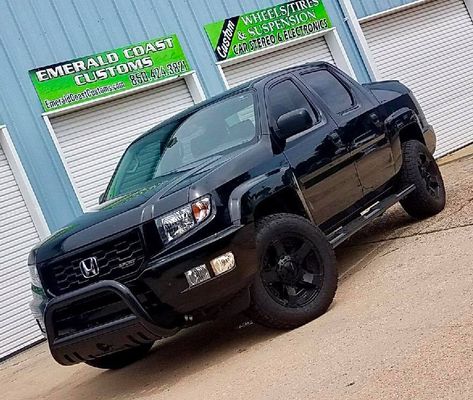 Honda Ridgeline Lifted, Honda Ridgeline Accessories, Honda Ridgeline Custom, Black Truck, Truck Mods, Custom Pickup Trucks, Honda Ridgeline, Window Tint, Emerald Coast