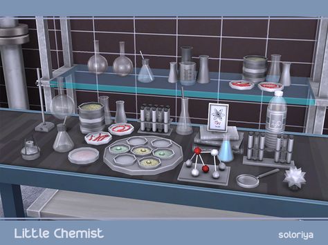 Chemistry set for little geniuses. Has 4 color variations, includes 16 objects. Each objects can be found in category Decorative - Clutter. Items in the set: Found in TSR Category 'Sims 4... Download Sims, Lotes The Sims 4, Chemistry Set, Petri Dishes, Free Sims, Sims Building, Sims 4 Update, Sims 4 Cc Furniture, Decorating Shelves