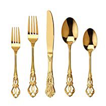 Check this out! Rose Gold Cutlery, Gold Silverware, Black Cutlery, Gold Cutlery Set, Gold Cutlery, Gold Flatware, Spoon Knife, Eating Utensils, Stainless Steel Flatware