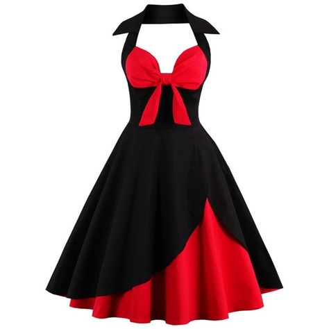 Two Tone Vintage Rockabilly Party Skater Dress (64 BRL) ❤ liked on Polyvore featuring dresses, going out dresses, holiday party dresses, rockabilly dresses, night out dresses and vintage dresses Retro Cocktail Dress, Vintage Halter Dress, Corsets Vintage, Pin Up Vintage, Vestidos Retro, Formal Occasion Dress, Robes Vintage, Vintage Dresses 50s, Rockabilly Pin Up