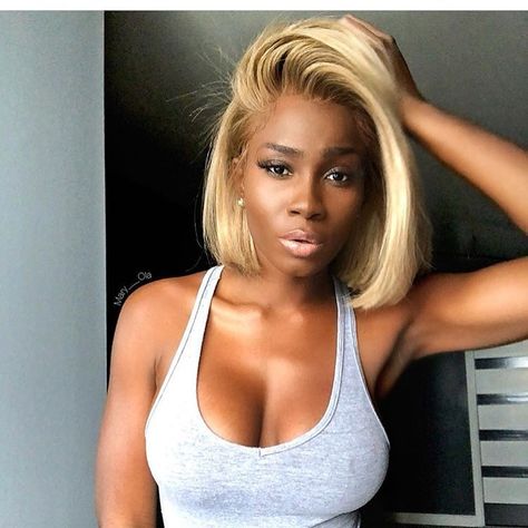 Bob Color Ideas Black Women, Black Girls Blonde Hair, Blonde Bob Black Women, Frontal Hair, Blonde Wigs, Hair Lace Front Wigs, Real Hair Wigs, Straight Blonde Hair, Haircut Styles