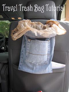 The Upstairs Crafter: Travel Trash Bag Tutorial Trash Bag Storage Ideas, Car Trash Bag Diy, Recycle Jeans Projects, Trash Bag Storage, Organize Car, Bag Storage Ideas, Trendy Travel Bags, Storage Ideas Diy, Best Travel Bags