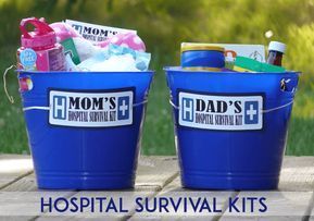 Hospital Survival Kit, Survival Kit Gifts, Cadeau Parents, Diy Gifts For Mom, Survival Kits, Shower Bebe, Dad Baby, Gifts For New Parents, Trendy Baby